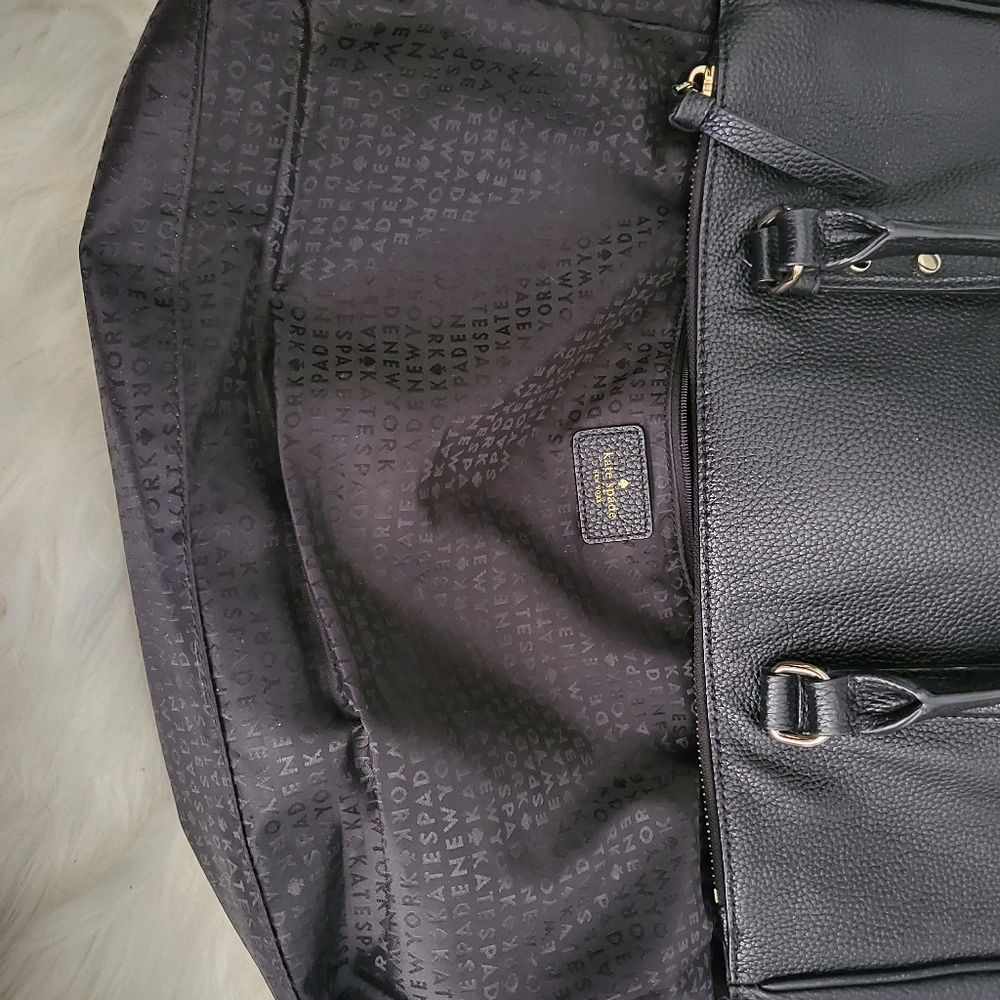 Kate Spade Black Leather Leighann Satchel / Tote Handbag (Mulberry Street) - Picture 12 of 14